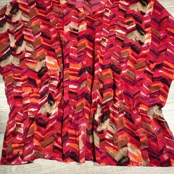 Lane Bryant Red and Orange Chevron Blouse - Picture 3 of 5